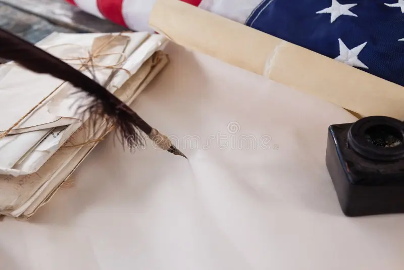 Historical Documents Quill and American Flag